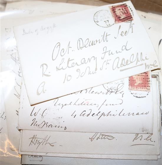 Autographs, Statesmen, Church, Military etc 19/20thC inc Pitt (Younger), W H Gladstone, on ALS, TLS, piece with free fronts, 1d Red etc